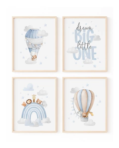 Conj Quadro Infantil Balão Dream Big Aquarela