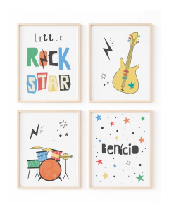 Conj Quadro Infantil Personalizado Little Rock Star Benicio