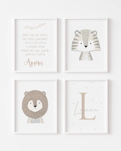 Conj Quadro Infantil Bichinhos Escandinavos e Anjo Lucca