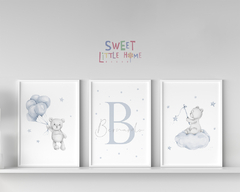 Conj Quadro Infantil Ursinho Aquarela Bernardo