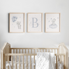 Conj Quadro Infantil Ursinho Aquarela Bernardo