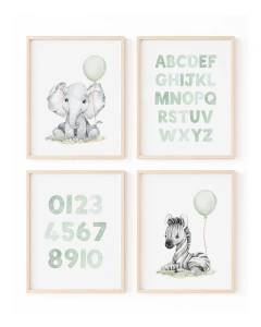 Conj Quadro Infantil Safari e Alfabeto