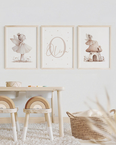 Conj Quadro Infantil Fada e Cogumelo Olivia