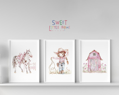 Conj Quadro Infantil Cavlinho Menina Fazendeira