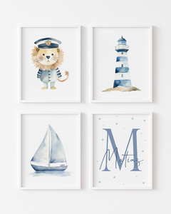 Conj Quadro Infantil Menino Leão Marinheiro Matias