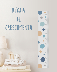 Régua De Crescimento Bolas Colorias Azul Laranja