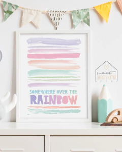 Quadro Decorativo Para Quarto de Bebê - Arco-Íris (Somewhere Over The Rainbow)