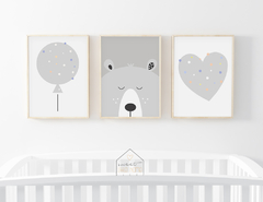 Kit Quadros para quarto de bebê - Ursinho Balloon