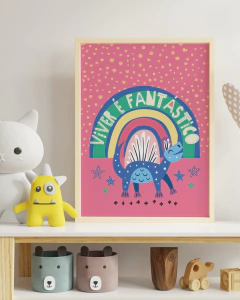 Quadro Infantil Dinossauro Lúdico - Viver é Fantástico