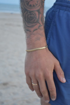 Pulsera Cubana Plana Oro 18K en internet