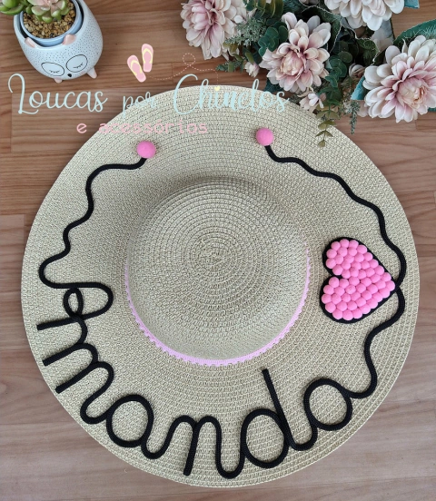 Chapéu de Praia Customizado - Rosa