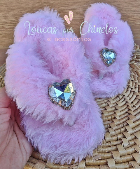 Chinelufa Rosa Bebê com Coração - comprar online