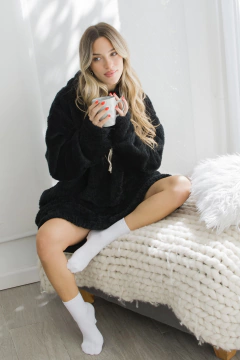 Pijamanta corderito bifaz negro - comprar online