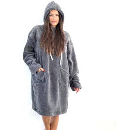 Pijamanta corderito bifaz gris - comprar online