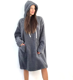 Pijamanta corderito bifaz gris