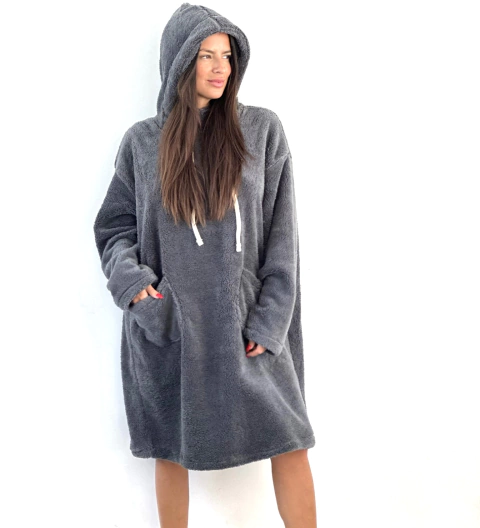 Pijamanta corderito bifaz gris