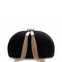 Clutch ovalado Negro con colgante