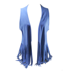 Chaleco con flecos en gamuza boheme  Azul Francia