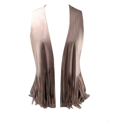 Chaleco con flecos en gamuza boheme  Rosa