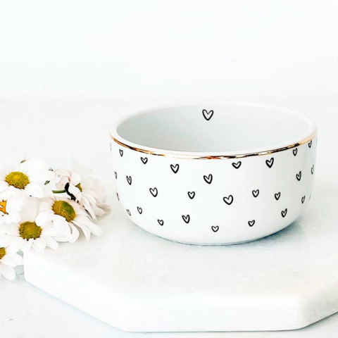 Bowl Corações Com Filete Ouro