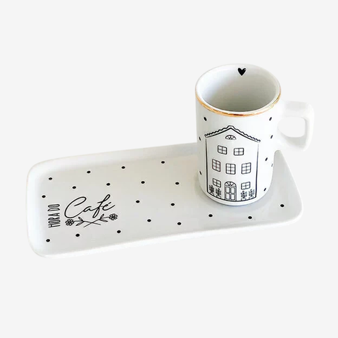 Casinha Xícara de Café com Bandeja - comprar online