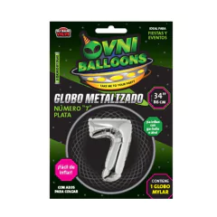 GLOBO METALIZADO 34" NUMERO 7 PLATEADO - comprar online