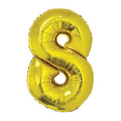 GLOBO METALIZADO 34" NUMERO 8 DORADO