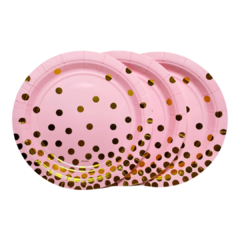 PLATOS ROSA CON LUNARES - comprar online