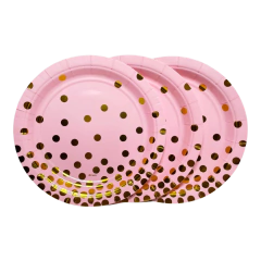 PLATOS ROSA CON LUNARES - comprar online