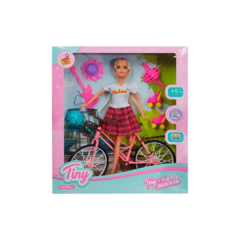 MUÑECA TINY CON BICICLETA Y ACCESORIOS