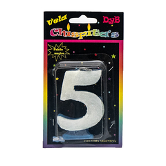 VELA NÚMERO 5 BLANCA Y CELESTE