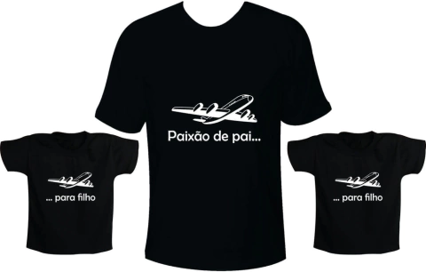 Camisetas Tal pai tal filho Avião Paixão de pai para filho - 2 filhos