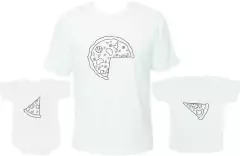Camisetas Tal pai tal filho Pizza com 2 filhos - Camiseta Branca