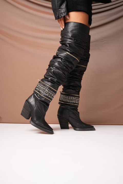 MARGAID NEGRO cuero 4 BOTAS EN 1 (la caña se desmonta en 4 partes) - comprar online