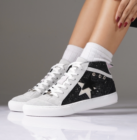 SHINE NEGRO ROSA GLITTER cuero