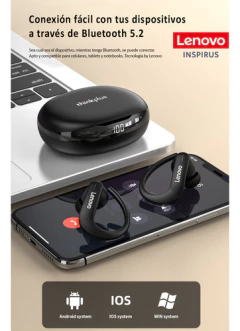 AURICULAR DEPORTIVO BT LENOVO T50 NEGRO - TECNOPLAY