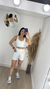 Short Meia Coxa Com Bolso Canelado Branco - comprar online