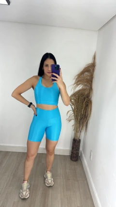 Top Nadador Canelado Azul Turquesa - comprar online