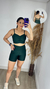 Short Meia Coxa Com Bolso Canelado Verde Bonsai na internet