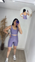 Short Meia Coxa Com Bolso Canelado Lilas - comprar online