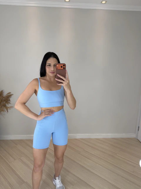 Short Meia Coxa Basic Blackout Azul bebe