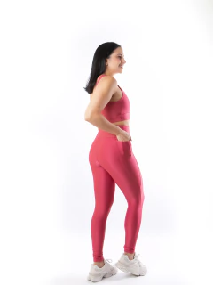 Legging Com Bolso Canelada Romã