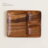 Bandeja Acacia Rectangular 3 Divisiones Manila 25,5 x 19 cm.