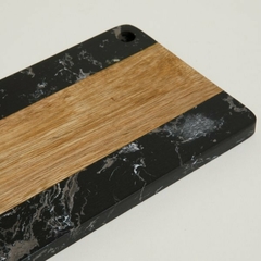 Tabla Macael de Mármol Negro y Madera 35 cm. en internet