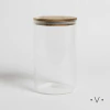 Frasco Redondo Vidrio Líneas Verticales con Tapa Acacia 2400 Ml. - comprar online