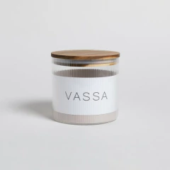 Frasco Redondo Vidrio Líneas Verticales con Tapa Acacia 1200 Ml. - tienda online