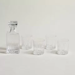 Set X 4 Vasos de Whisky y Botellón de Vidrio Flames 750 ml.