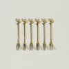 Set X6 Tenedores Copetin De Acero Dorado Stem 12,5 cm.