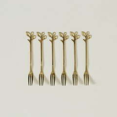 Set X6 Tenedores Copetin De Acero Dorado Stem 12,5 cm.