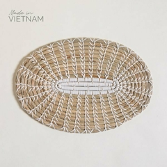 Centro De Mesa Oval Plano Seagrass Blanco 43 x 30 cm.